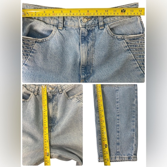 ZARA Mom Fit Biker Moto Jeans Cotton Rigid Light Wash, Size 6 - Picture 9 of 10